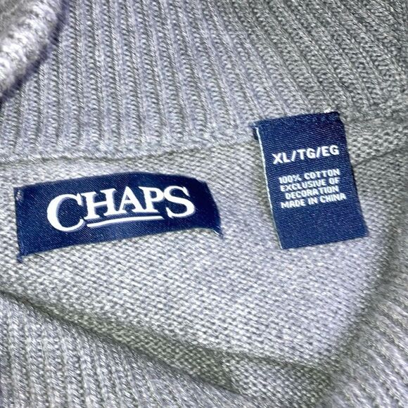 CHAPS XL Unisex Faux Suede Elbow Patch Button Sweater - Picture 3 of 14